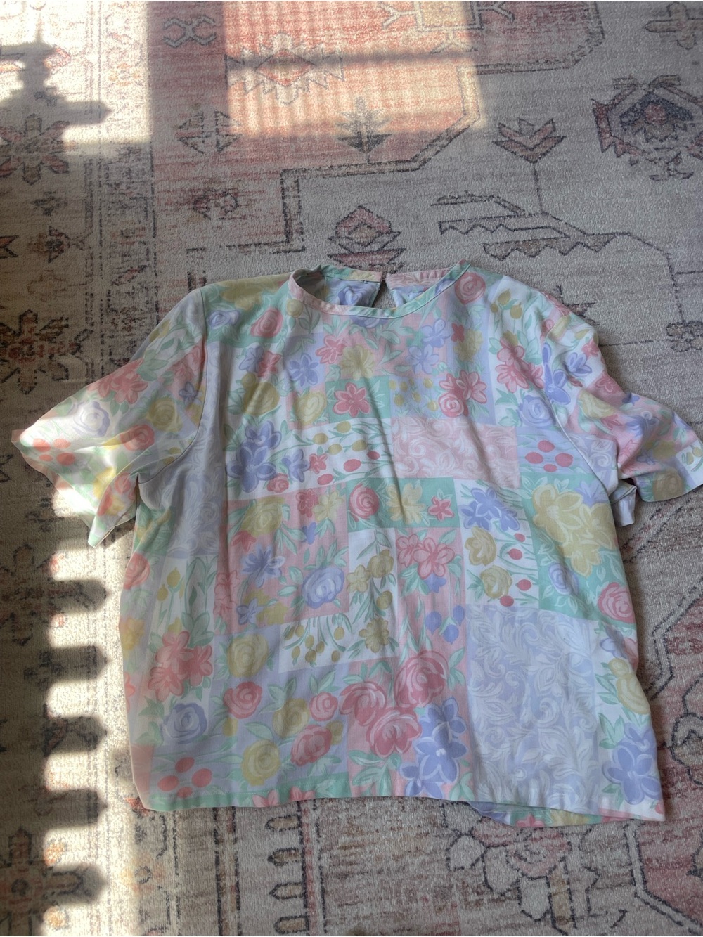 VTG Cape Cod Pastel Floral Patchwork Top Coquette Womens M